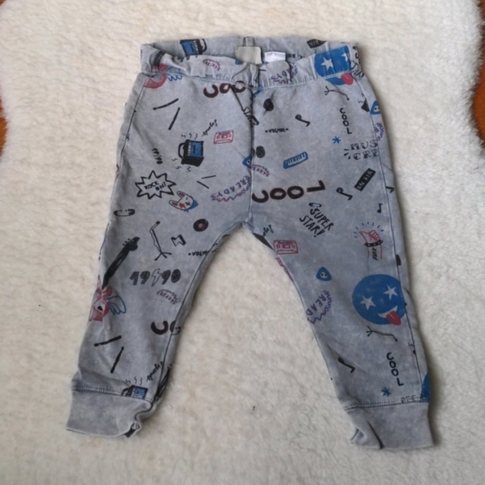 baby kids boys girls unisex rock n roll punk print Pants joggers 18/24 mos